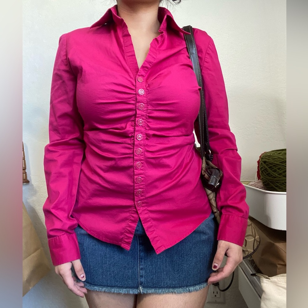 fuchsia fitted button down
